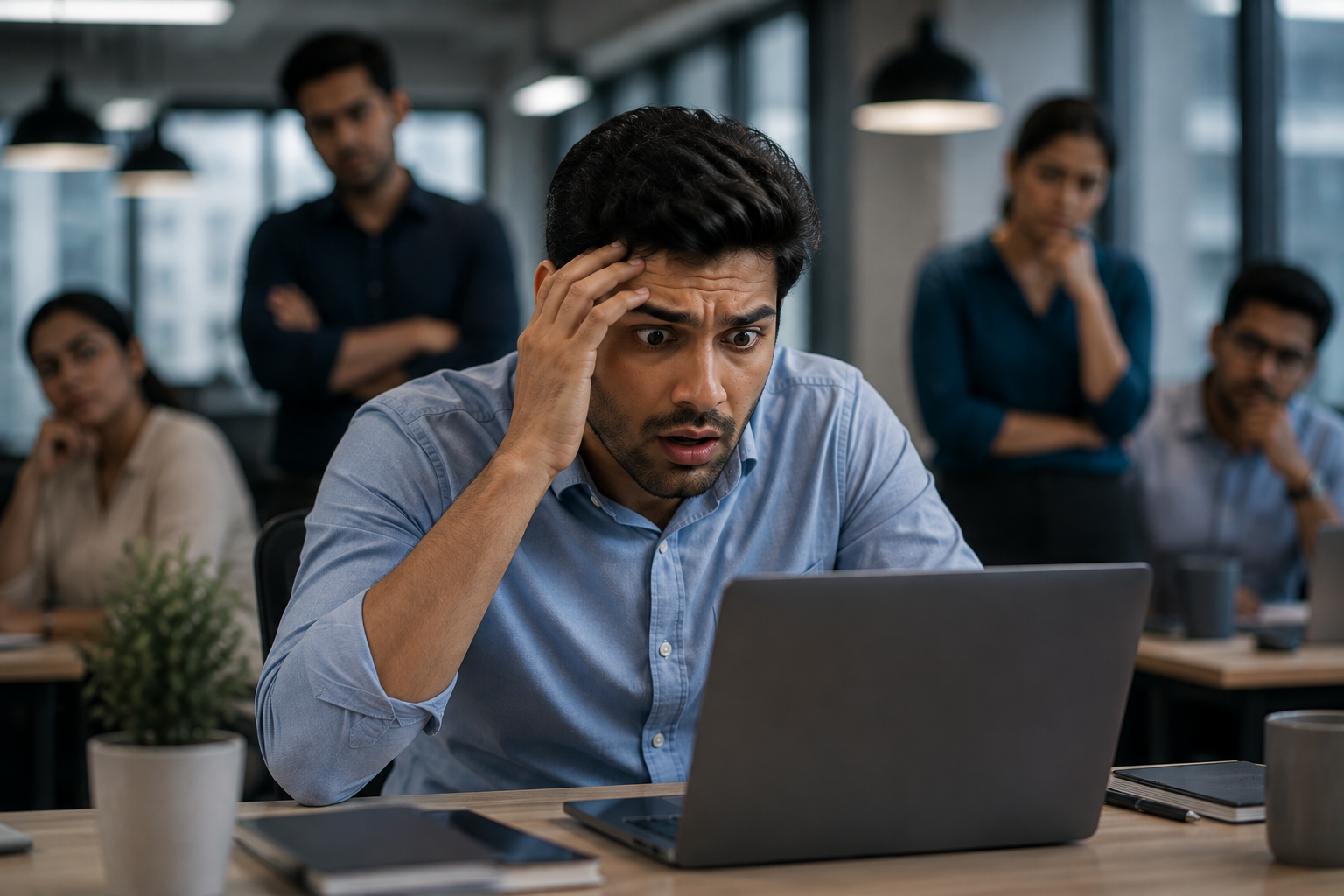 Employee trying to handle mistakes at work