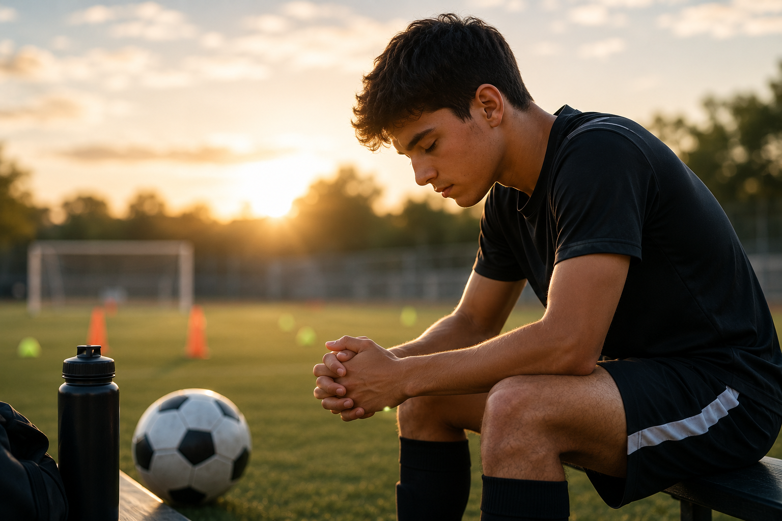 Athlete taking a moment to prepare your mind before training