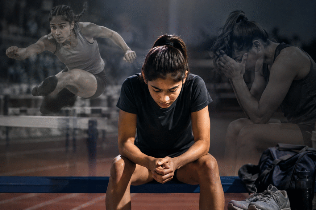 An athlete trying to handle her mental blocks