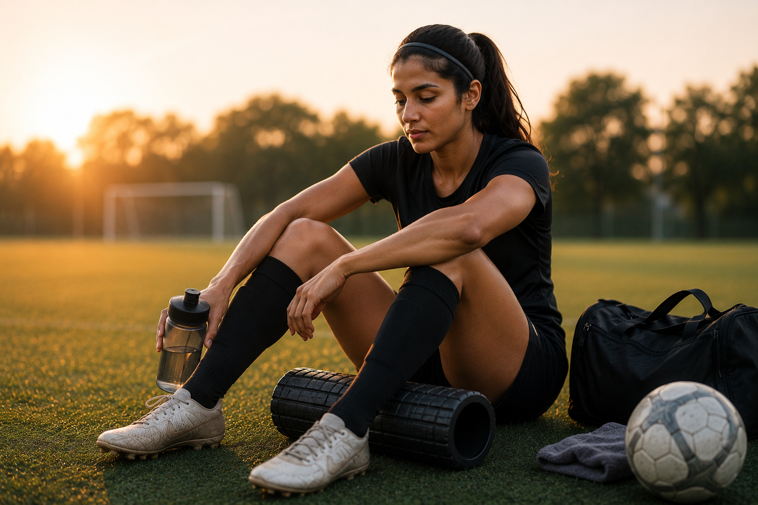 Athlete recovering after training to improve better match performance."