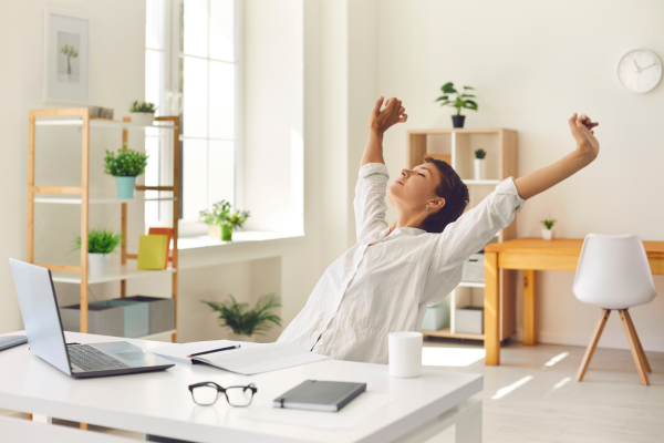 Employee taking a mental reset before going back to work